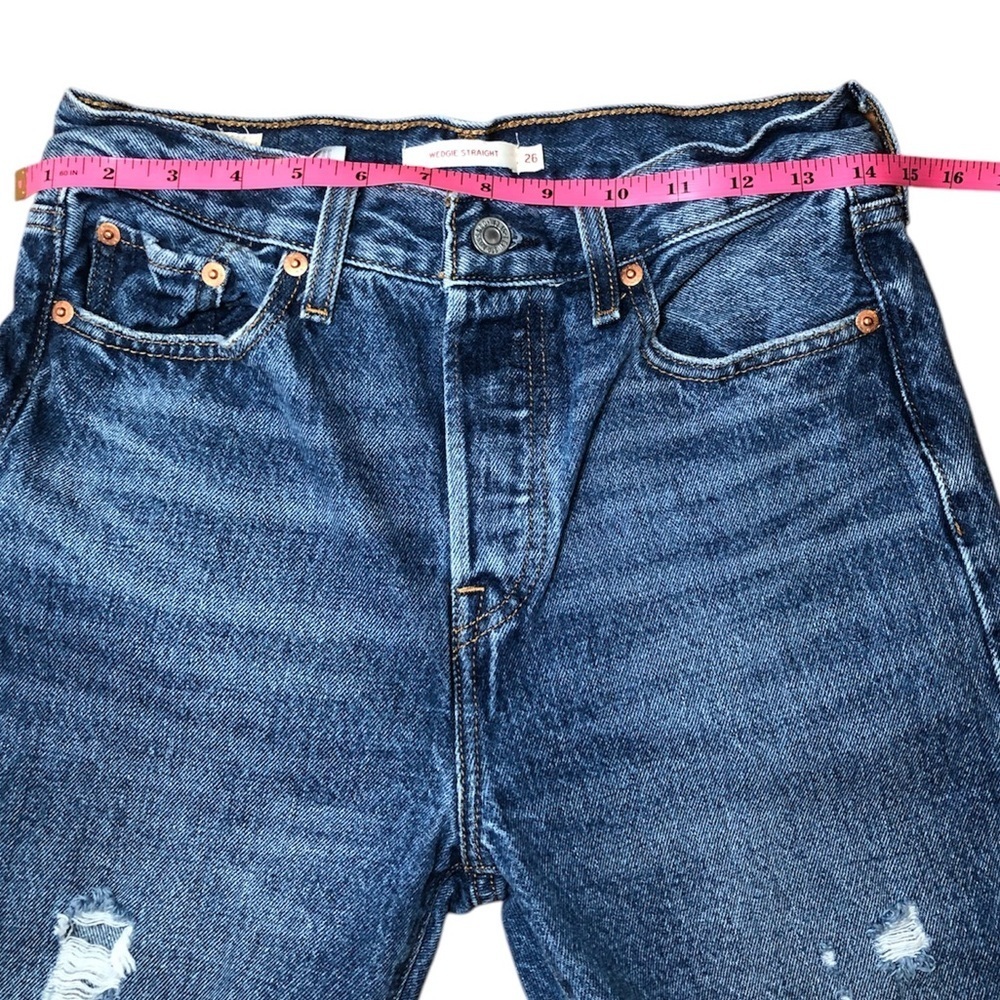 Levi’s Wedgie Straight Jeans Distressed size 26 - Picture 7 of 8